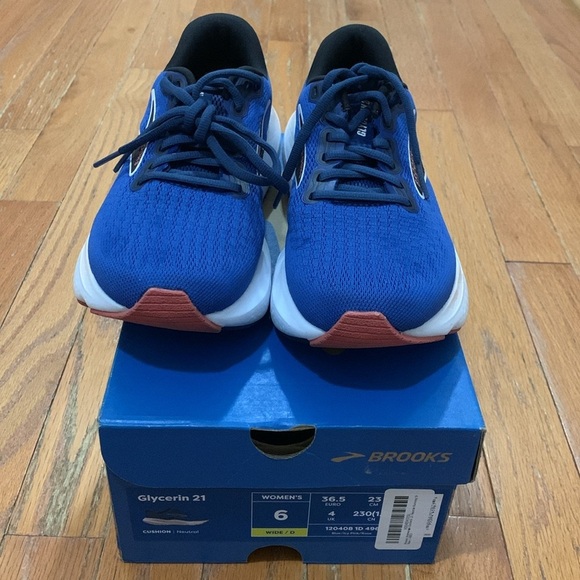 Women’s Brooks Glycerin 21 Blue Running Shoe Size 6 Wide EUC - Picture 4 of 7